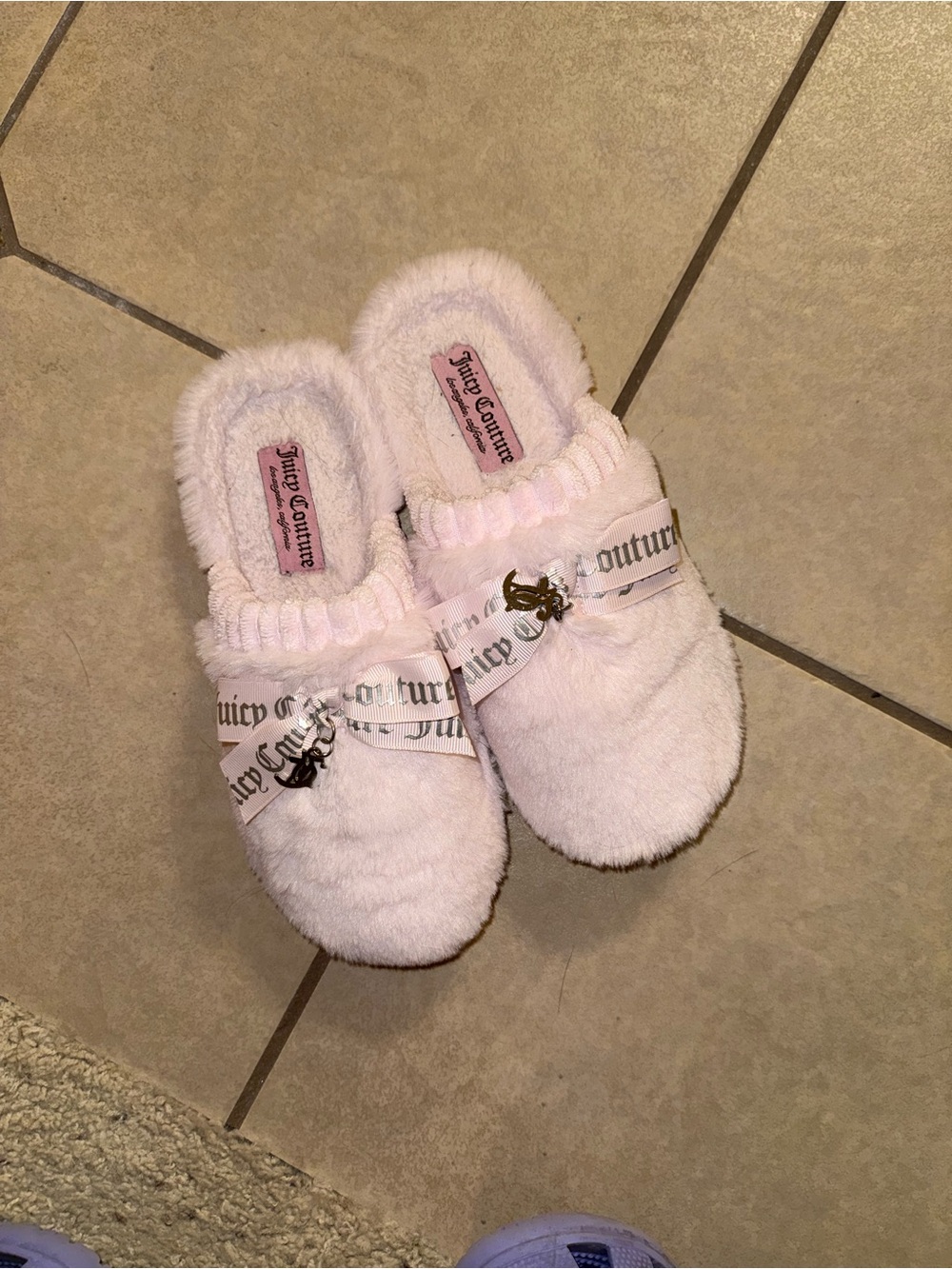 Juicy Couture Pink Plush Slippers